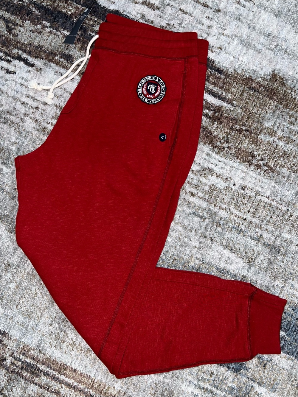 NEW ABERCROMBIE AND FITCH A&F Red Crimson Jogger Sweatpants